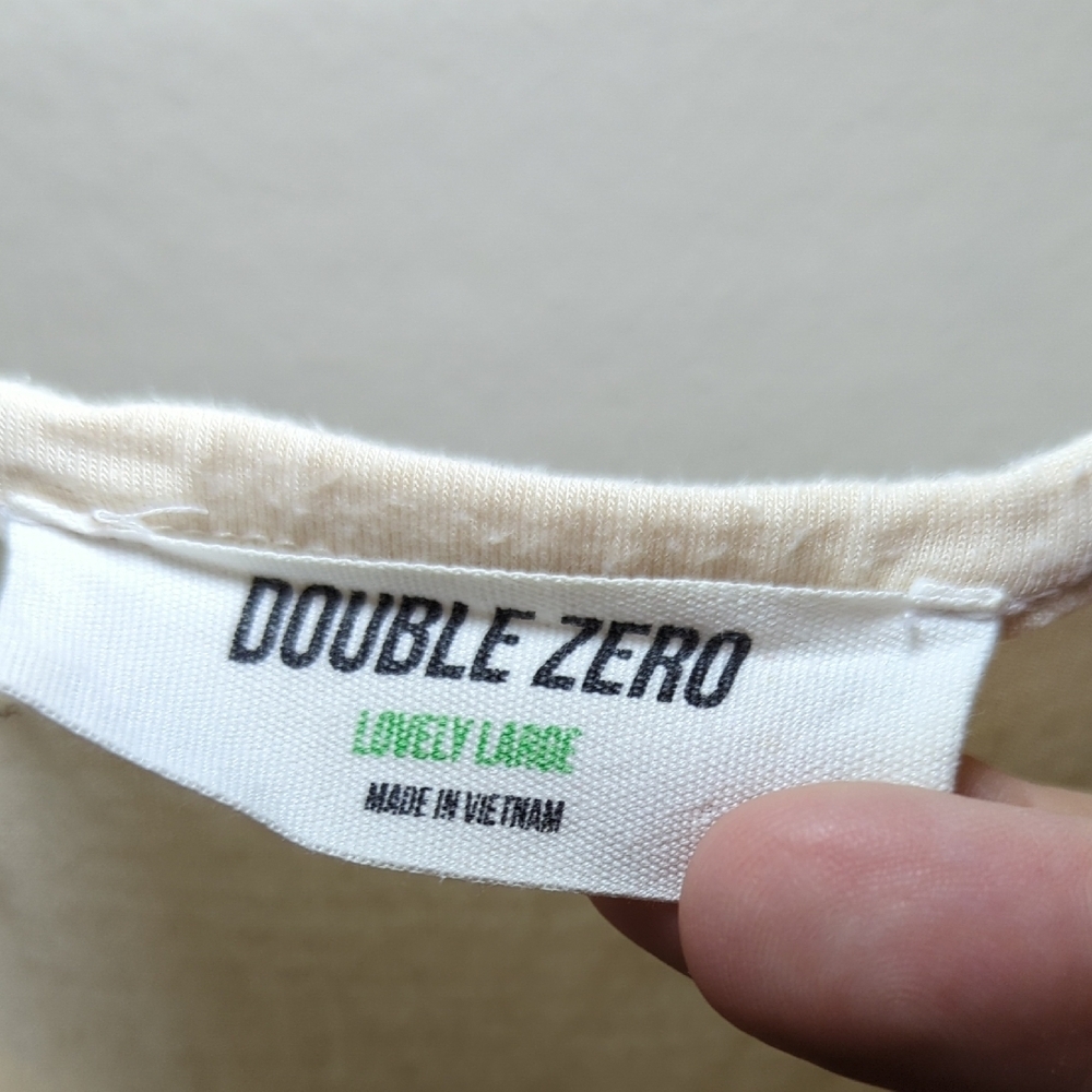 Double Zero Oversized T-shirt Cream Deep V-neck Women's Size Large - Picture 2 of 5